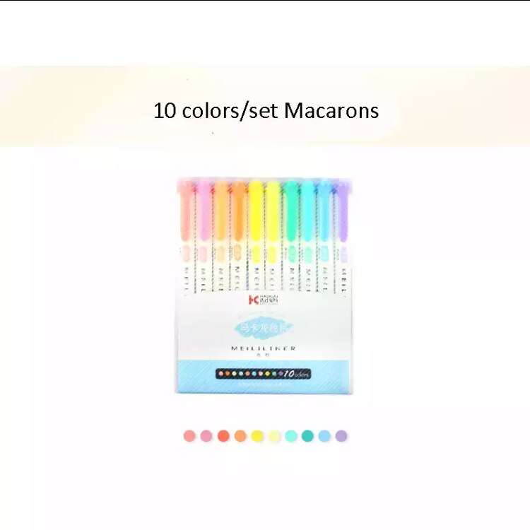 10/25 Kleuren Vloeibare Inkt Markeerstift Briefpapier Double Headed Fluorescerende Marker Pen Kantoorbenodigdheden: 10 pcs Macarons