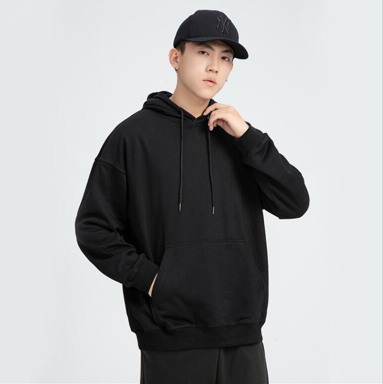 pullover tasche mit kapuze jacke hoodies herren Herbst Winter Warme männer Pullover Mantel: Black / L