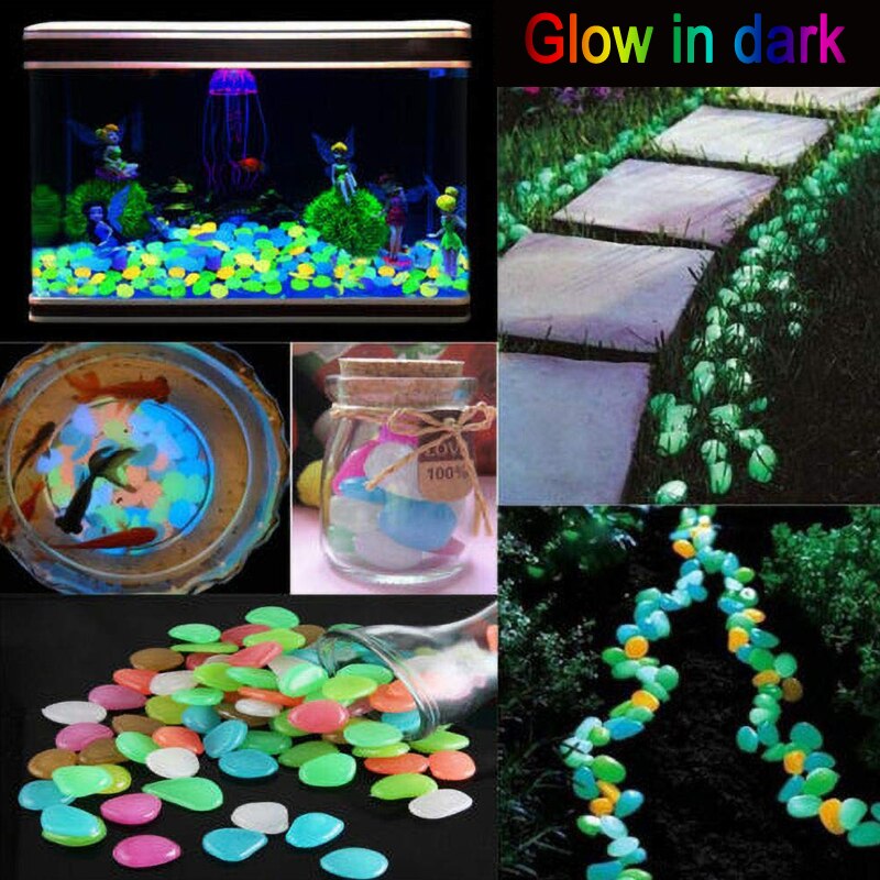 Lichtgevende steen kleurrijke lichtgevende kiezel tuin aquarium aquarium tuinpaden wet pad decoratie