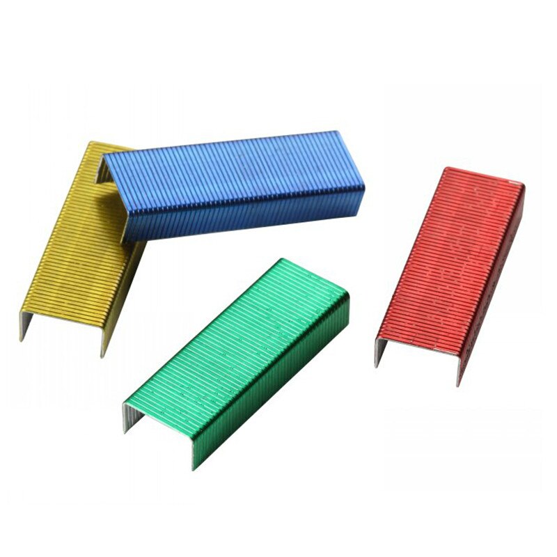 2 boxes 0211 Colorful Stainless Steel Staples Office Binding Supplies 800/box 1.2*0.6cm Metal Staple