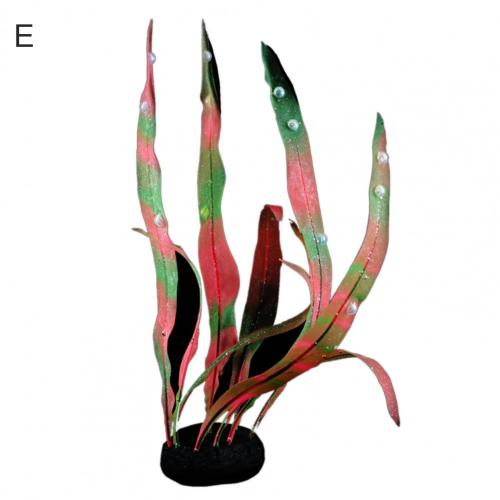 Simulação de silicone para aquário, planta marinha fluorescente de algas marinhas, enfeite colorido para aquário, decoração de aquário: E