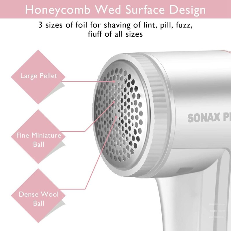 Sonax pro elektrisk fnugfjerner og tekstilskærer, lille, bærbar, fuzzfjerner til hjemmet til stof, tøj