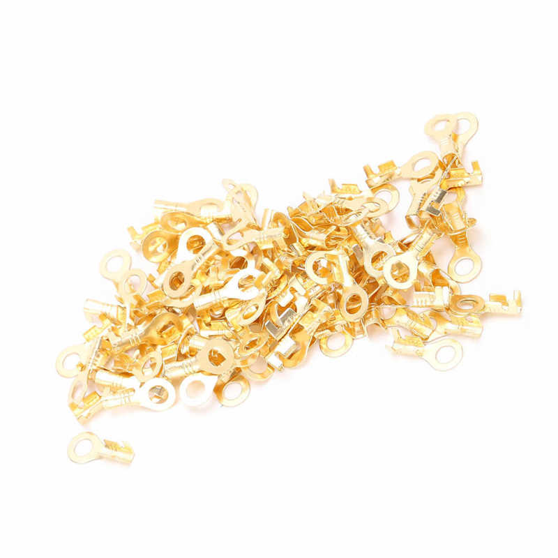 100Pcs M4 4.2Mm Lug Ring Eye Terminal Messing Ring Koude Persing Ring Terminal Batterij Kabel End Crimp Lug connector