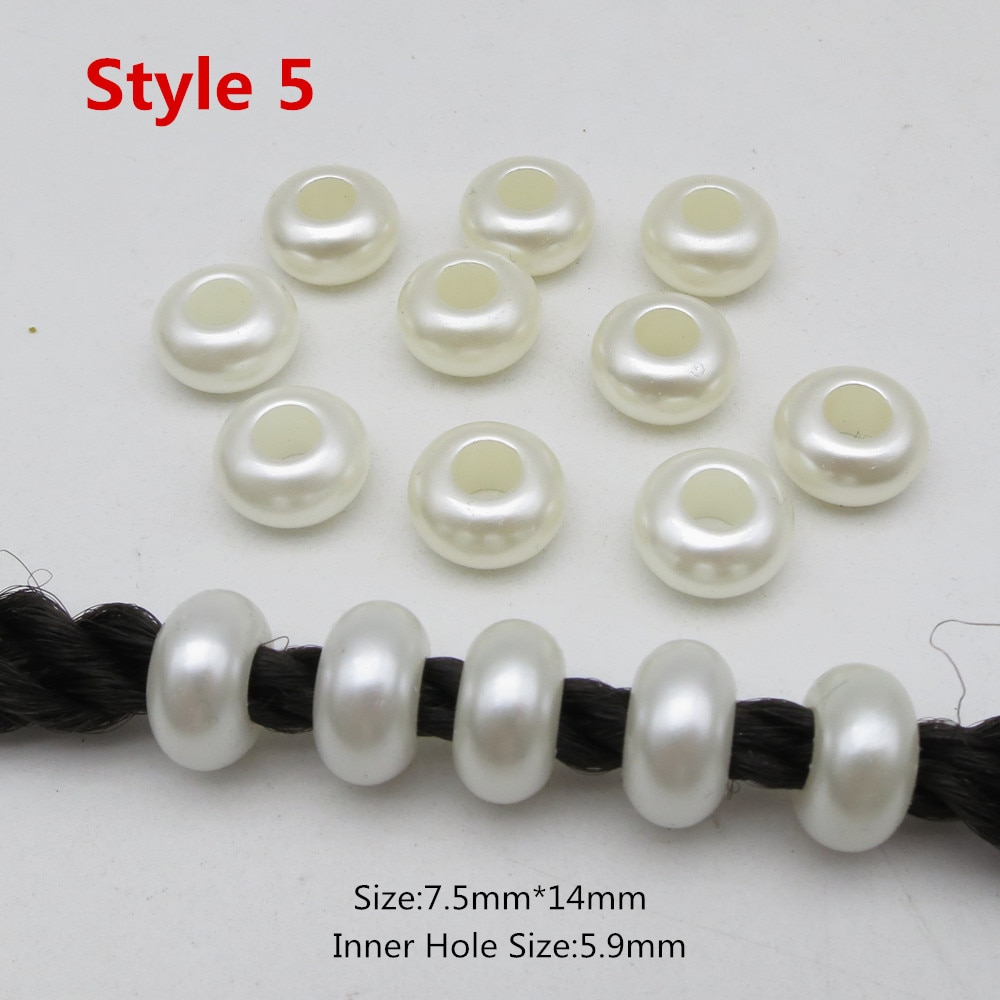 20pcs/pack Crochet Braids Pearl White kids girls women Hair braid Dreadlock Beads rings tube hair Accessories