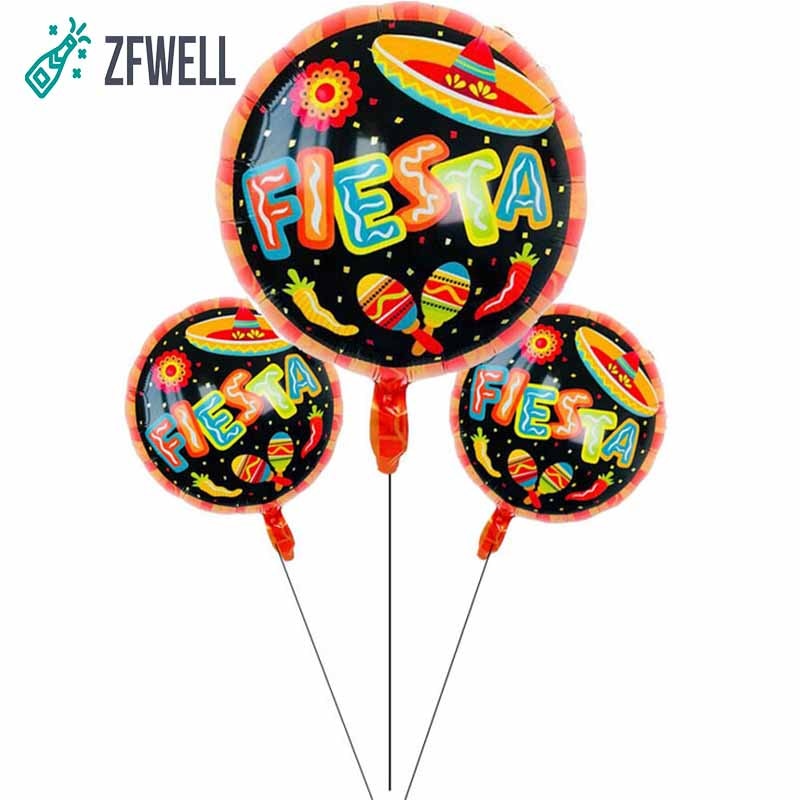 ZFWELL2pz/lot18inch Fiesta brief carnaval aluminium film multicolor ronde ballon Spaans carnaval party scene decoratie balloo