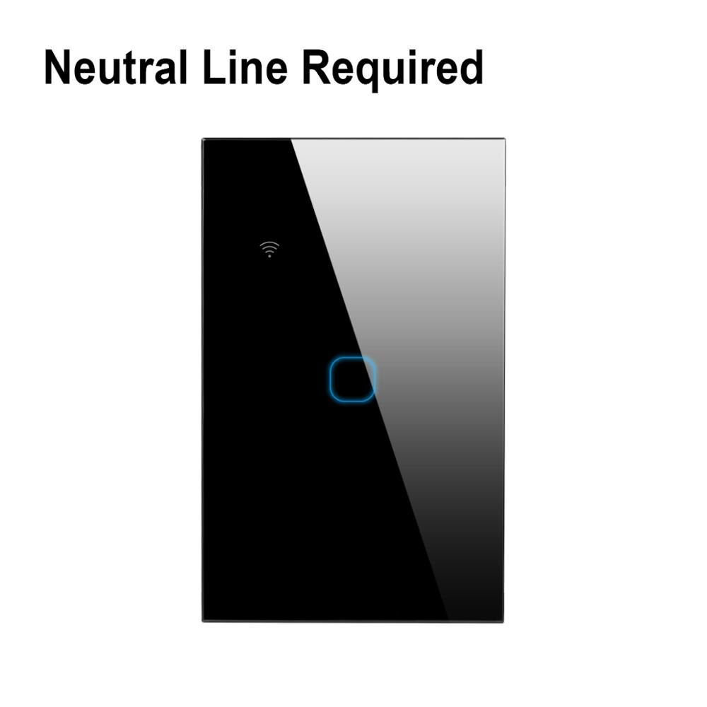 Tuya Alexa Wifi App Smart Wifi Google Home Licht Schakelaar 110V 220V Eu Us Type Neutrale Draad Is nodig: 1 Gang US Black