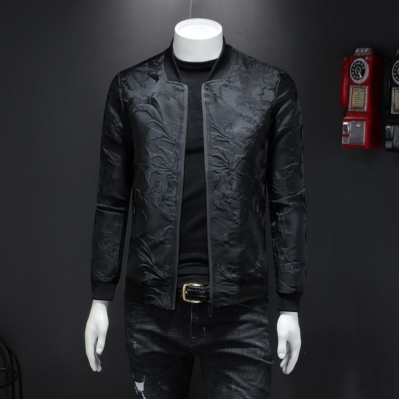 Blouson en Jacquard pour homme, blouson d'affaires Vintage de 4XL, blouson en Jacquard, coupe-vent, automne: Asian 4XL