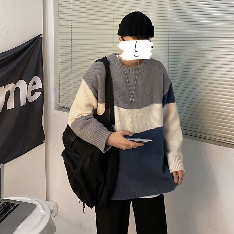 Härlig tröja herr vintertröja herrtröjor oversized pojke studenttröja grön blå grå