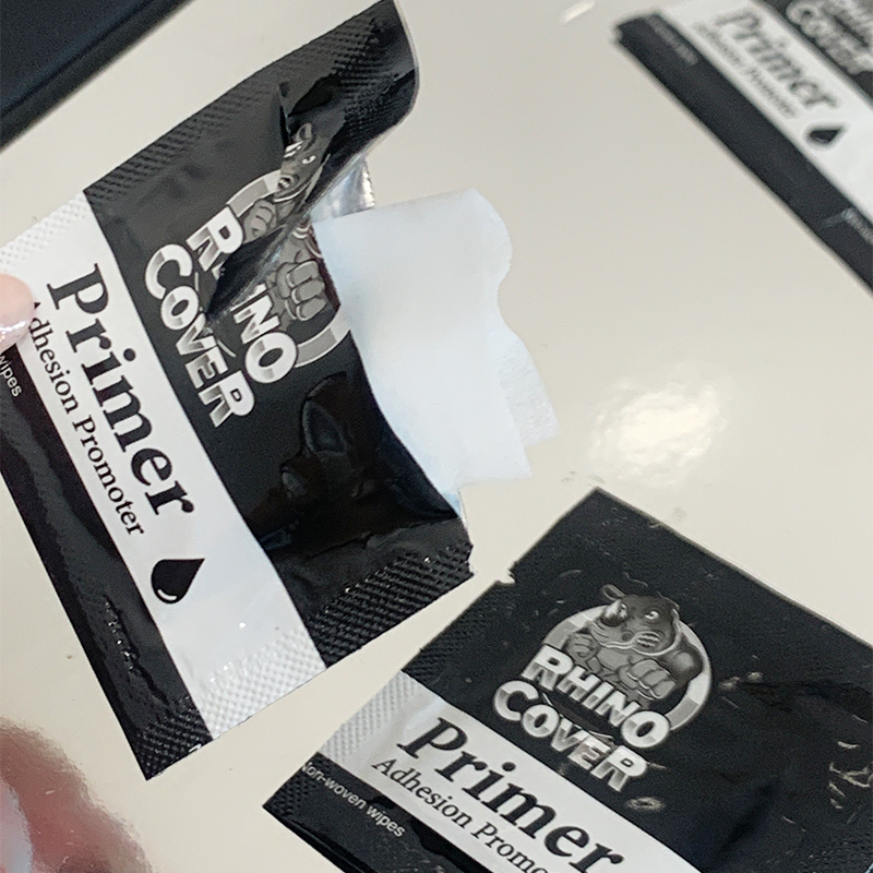 100/4 pezzi sacchetti promotore di adesione Primer salviette Non tessute per rinforzatori di nastro adesivo su entrambi i lati accessori per auto colla adesiva