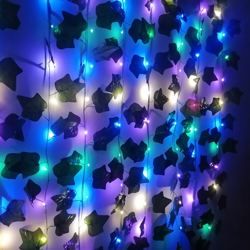 Led ljusslingor murgröna hem bröllop rum dekor konstgjord murgröna blad krans växter diy creeper vine juldekorationer 2022