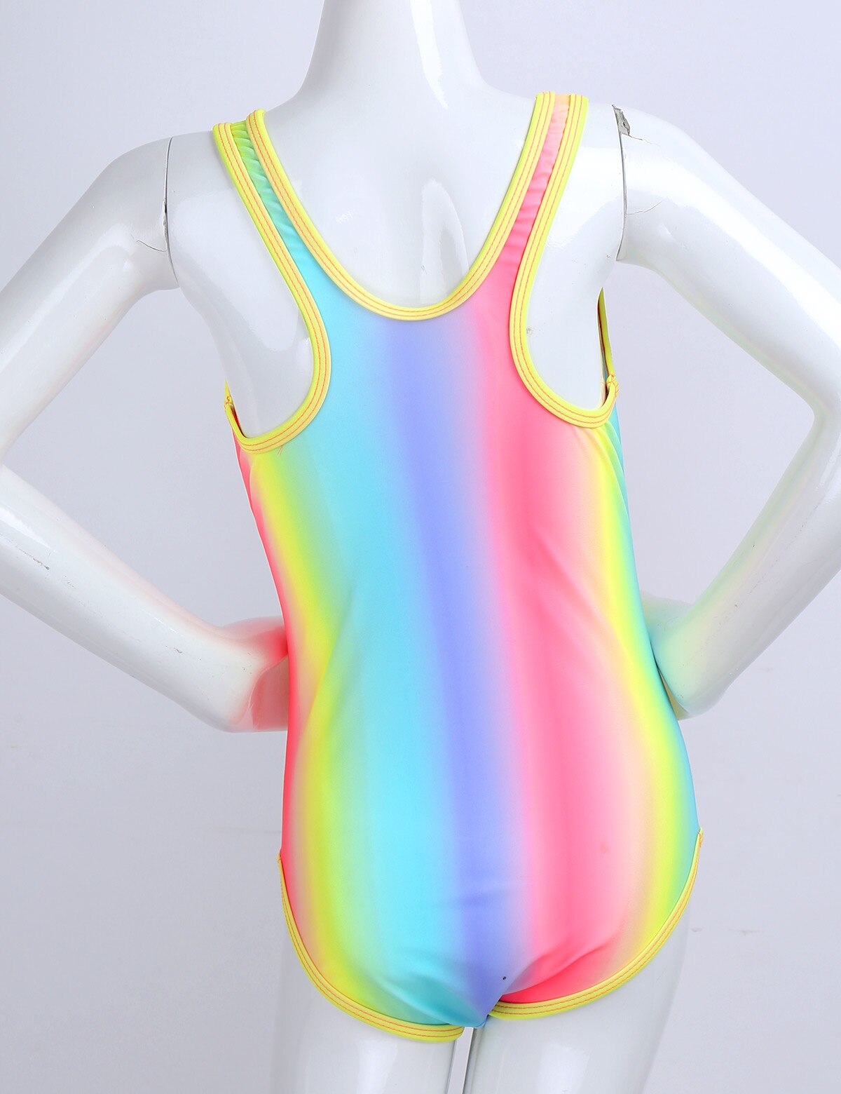 8-16 Years Teenager Girl Swimsuit Kids One Piece Rainbow Color Children Swimwear Bandage Toddler Girls Bathing Suit Beach Wear