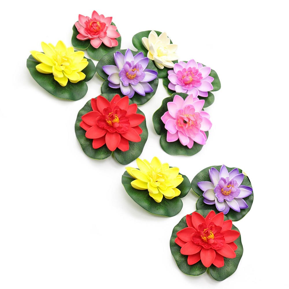 10 Pcs/Set 10cm Artificial Floating Water Lily EVA Lotus Flower Pond Decor Swimming Pool Simulation Plants Water Home Decoration
