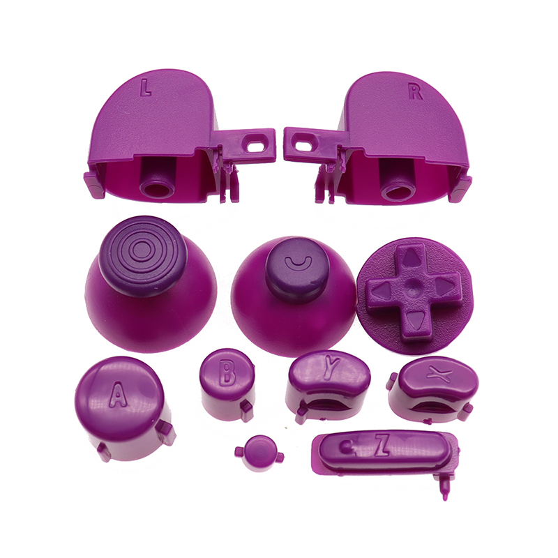 1 Juego de teclas de botón con tapa analógica de 21 colores, botones Y X A B Z para controlador Nintend Gamecube, controlador de Joystick: Transparente