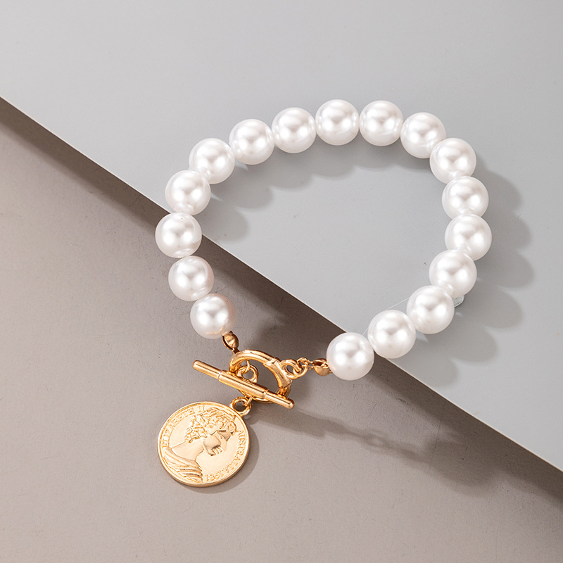 Pulsera geométrica hueca de oro para mujer, cadena de eslabones con diamantes de imitación, corazón redondo, Margarita, de joyería, 1 unidad: BR20Y0294