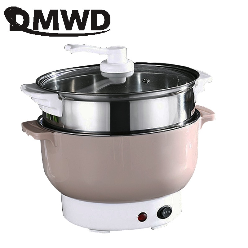 DMWD Multifunktions Reiskocher Elektrische Pfanne Nudel Kochen Topf Ei Omelett Pfanne Mini Eintopf Lebensmittel Dampfer Suppe Heizung