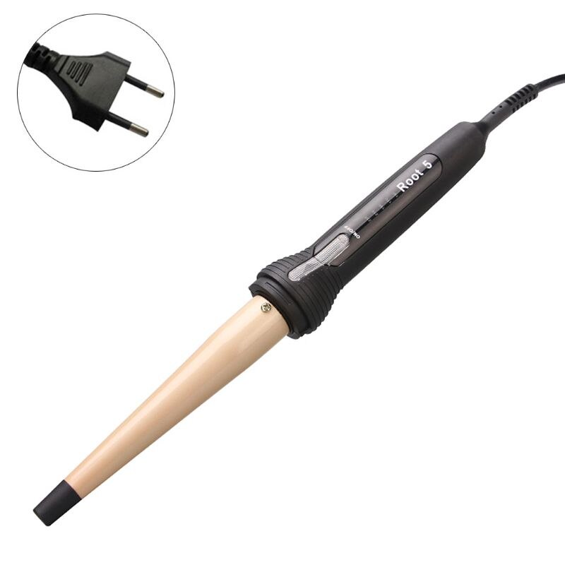 Tapered Hair Curler Curling Iron Ceramic Tourmaline Coating Styling Tool Adjustable Temperature Dual Voltage Home: Default Title