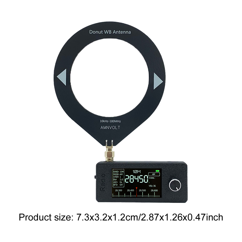 SI4732 0.5-108 mhz Radio portatile LSB USB AM FM Mini radio tascabile Schermo IPS da 1,9 pollici HF SW MW VHF Radio con antenna ad anello: Black