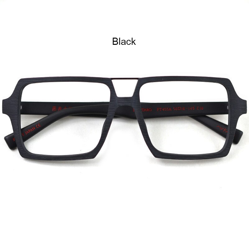 HDCRAFTER Oversized Vintage Square Glasses Frame with Clear Lens Women Men Wood Optical Eyeglasses Prescription Frames Spectacle: Black