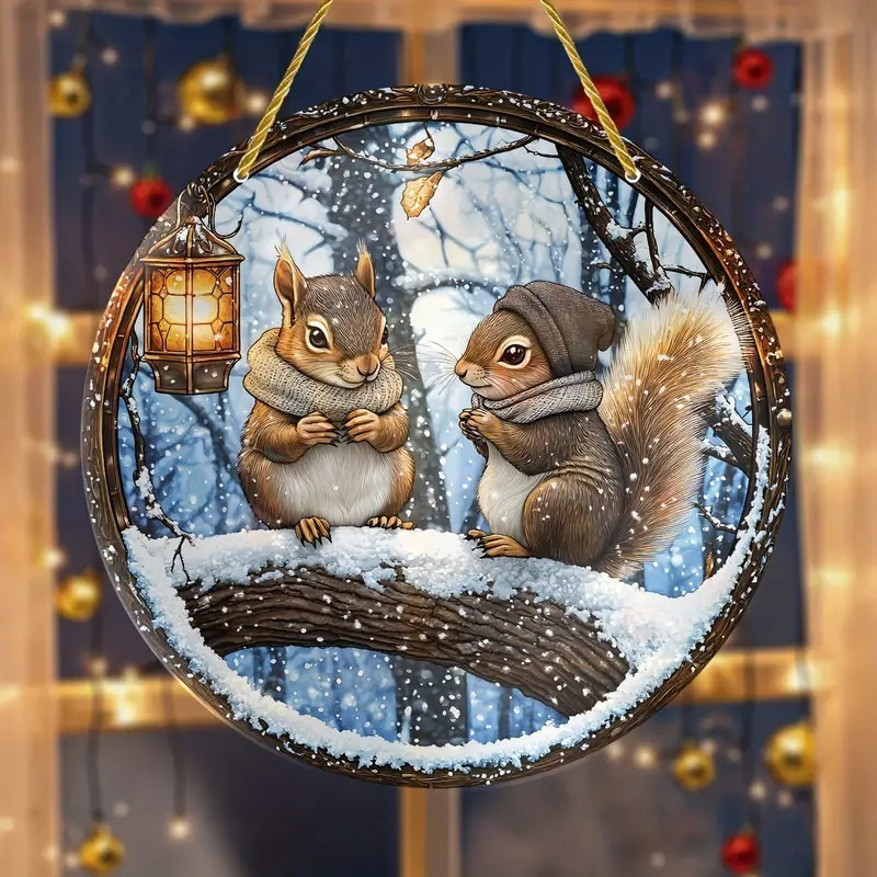 2D Acrylic Flat Printing Birds Flowers Animal Pendant Home Tree Window Hanging Decor Car Backpack Pet Wind Chime Ornament: army green