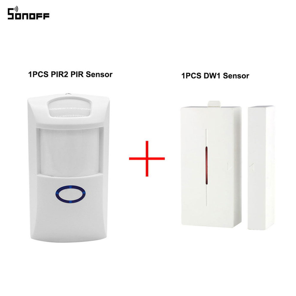 Itead SONOFF RF Bridge 433Mhz RF PIR2 Motion Sensor DW1 Door &amp; Window Alarm System For Smart Home Alarm Security Work with Alexa: PIR2 with DW1