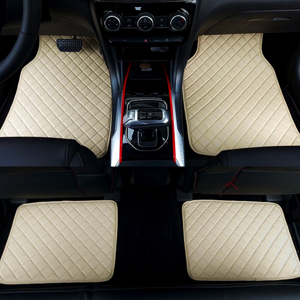 Universal læder bil gulvmåtter bil-styling bil interiør tilbehør måtter gulvtæppe gulvbelægning: Alle beige