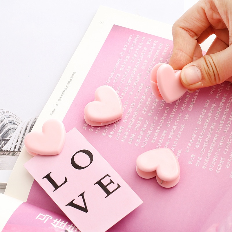 10 pcs Pink love decoration clips Cute Heart paper clip for Memo Photo Wedding Stationery girl Office school supplies A6967