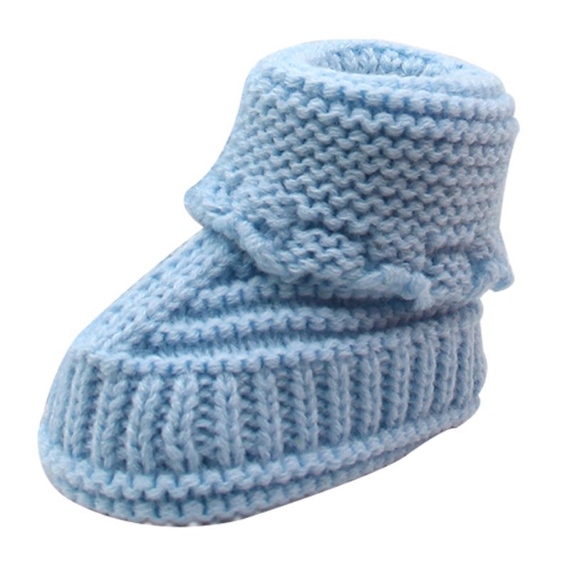 Baby Warme Stiefel Kleinkind Mädchen Jungen Prewalker Häkeln betroffen Vlies Stiefel Wolle Schnee Krippe Schuhe Winter Booties: Himmel Blau