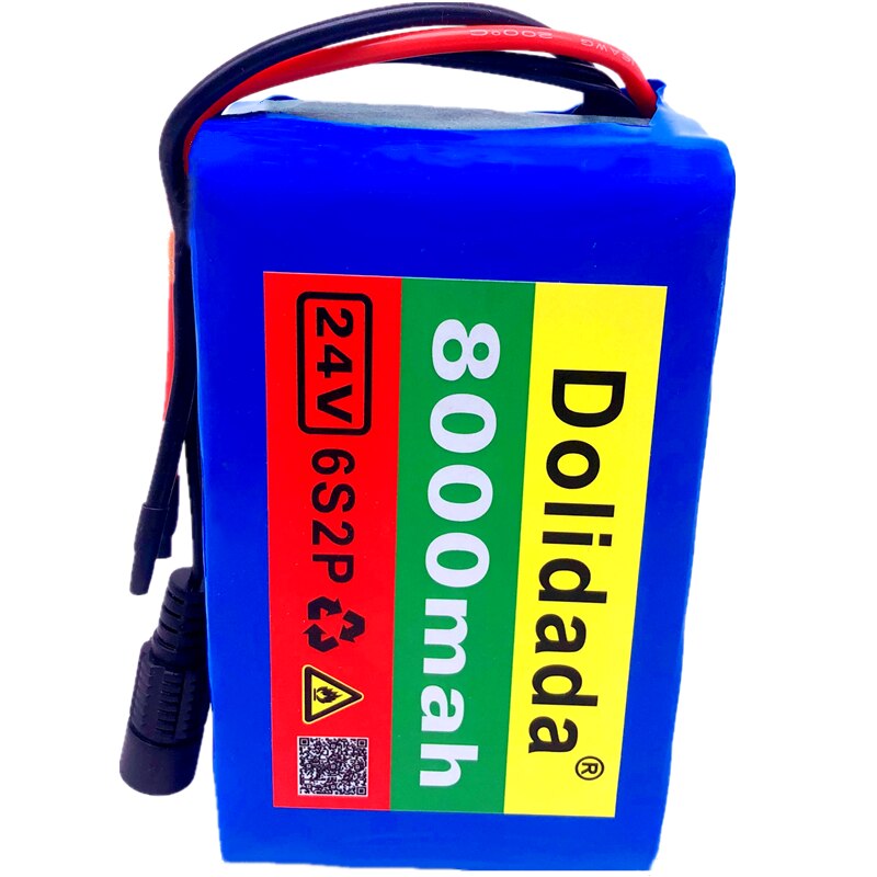 6s2p 24V 8Ah 18650 Battery Lithium Battery 25.2v 8000mAh Electric Bicycle Moped /Electric/Li ion Battery Pack with + charger