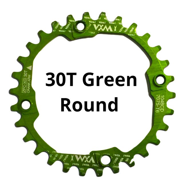 Plato ancho estrecho y ovalado vxm para bicicleta de montaña , 104bcd , 30t 32t 36t 34t 38t piezas de placa dentada, 104bcd .: 30t redondos verdes