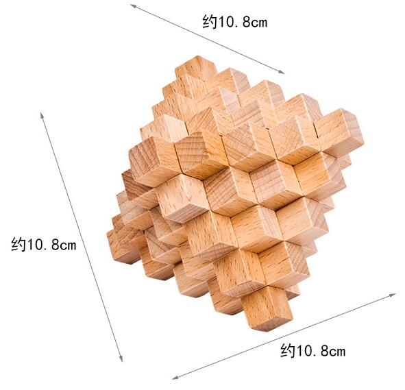 IQ Brain Teaser Kong Ming Lock 3D Wooden Interlock... – Vicedeal