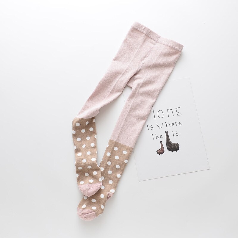 Meisjes panty's herfst schattig kawaii cartoon kat stippen patchwork zachte katoen warme hoge taille panty winter voor kinderen 2-9y: 04 / Xl