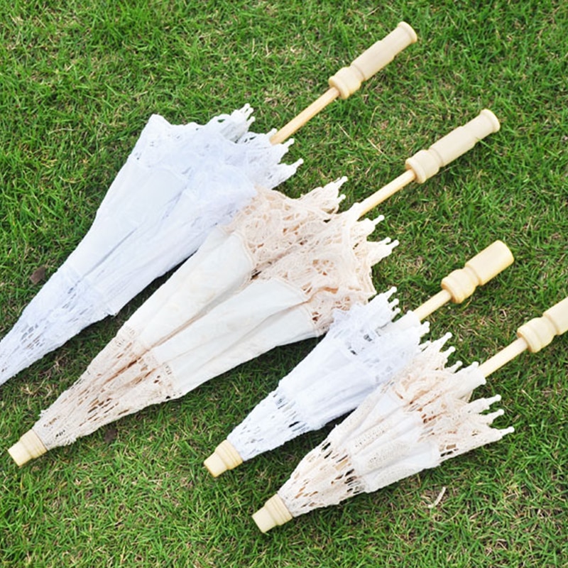 Bridal Umbrellas Wedding Floral Lace Umbrella for Women Romantic White Ivory Embroidery Parasol Umbrella Wedding Supplies D30