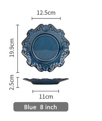 plates tableware dinner plates ceramic embossed pattern porcelain dessert plate cake plate