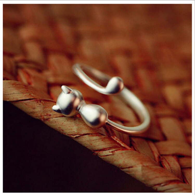Trendy Zilveren Kleur Kat Ringen Voor Vrouwen Bridal Wedding Engagement Sieraden Grote Opening Antieke Ringen