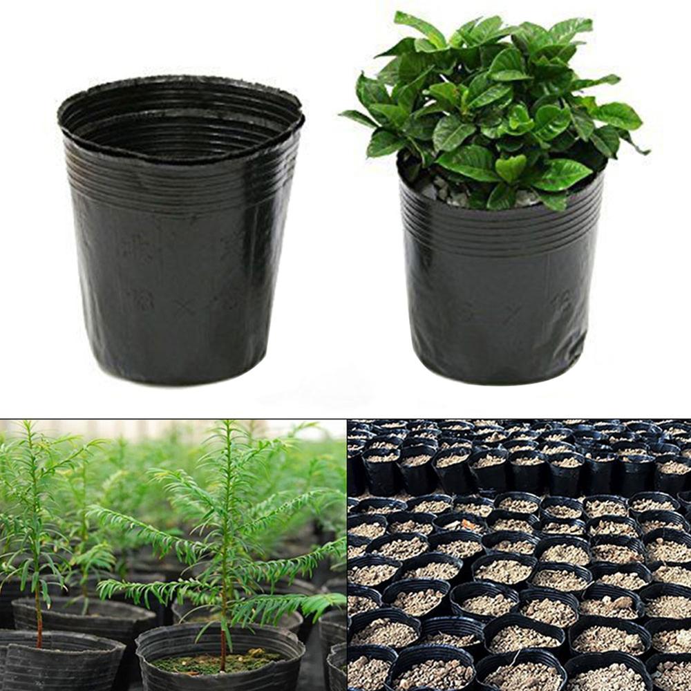 100pcs Plastic Nursery Plant Seedling Holder Raising Bag Nutrition Pots Garden Supplies Containers Set