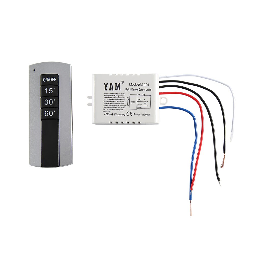 1 Pcs DIY 220V Wireless Remote Control Switch ON / OFF 2 Lamp Light Control Switch for Light Bulb Receiver for UVC Light: 220v Silver