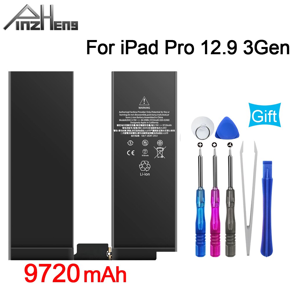 PINZHENG 9720mAh Tablet Battery For Apple iPad Pro 12.9 3rd 3 Gen A1983 A1876 A1895 A2014 A2043 Replacement Bateria With Tools