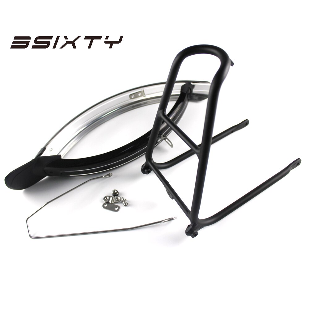 3SIXTY Bicycle Fender for Brompton Bike Front &amp; Rear Mudguard Fender Kit with Q Rack Black