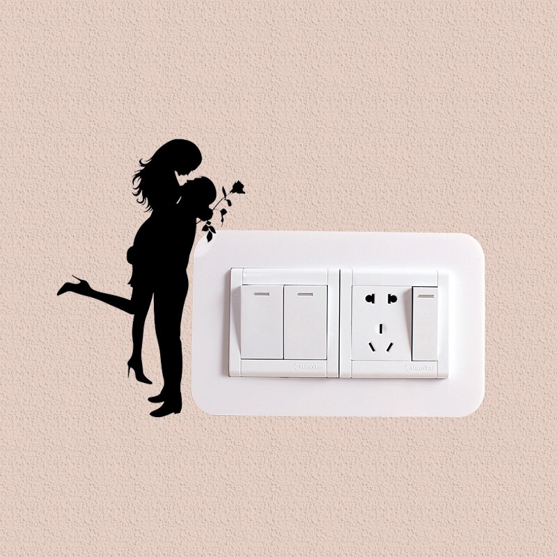 Sweet lovers Switch Sticker Home Decor For Bedroom Couple Hug Wall Sticker Decals Art Mural Wallpaper#672
