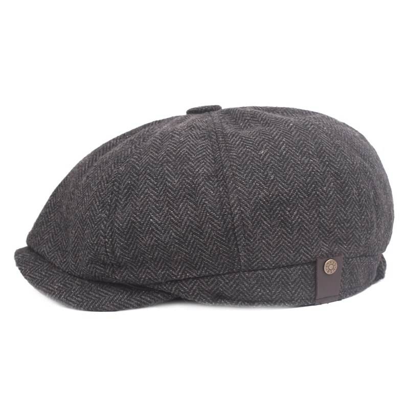 Unisex Newsboy gorras calientes Tweed Octagonal sombrero para hombre Otoño Invierno boinas para mujeres gorras de Detective gorras planas Retro Chapeau: Gris oscuro