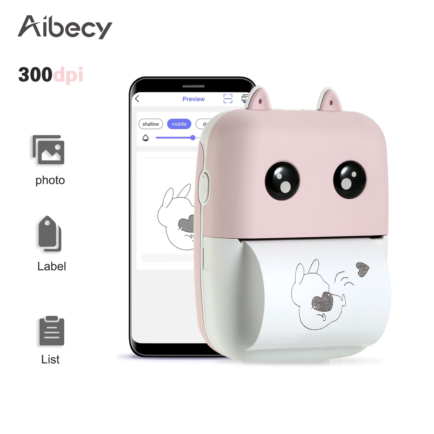 200/300 dpi mini bærbar bluetooth trådløs printer papir fotoprinter lomme termisk print med papir til android ios telefon