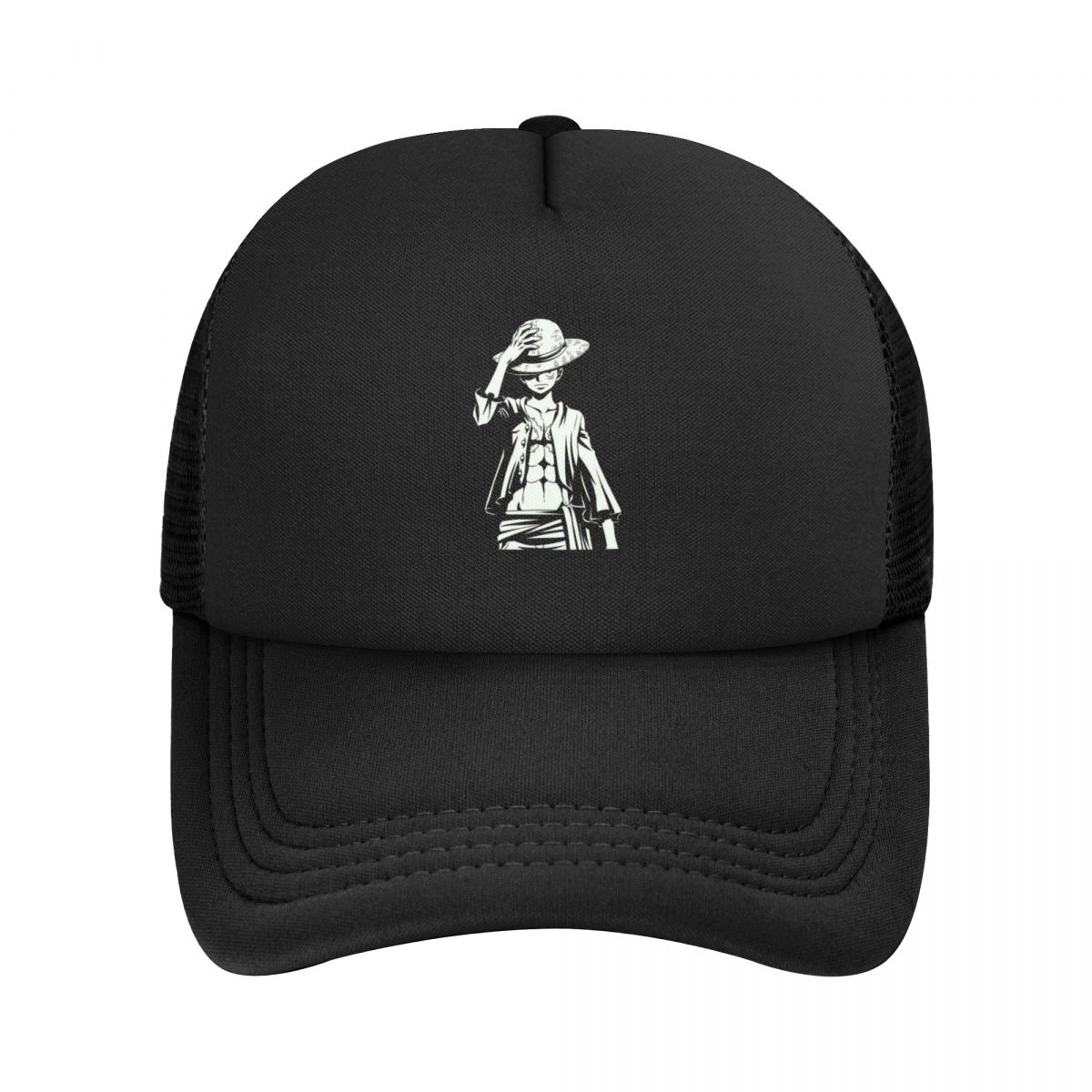 en stykke luffy anime baseball caps nettinghatter justerbare utendørs unisex caps: Svart
