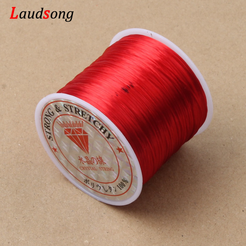 Cordón elástico fuerte para cuentas de cristal, 60M, 0,5-1,2mm, pulsera, collar, hilo elástico para fabricación de joyería, línea Flexible Diy