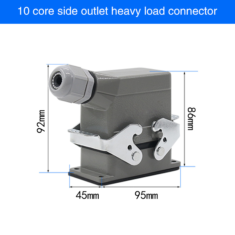 HDC-HE4 6 10 16 20 24 32 48 Core Pin 16A Rectangular Heavy Duty Connector Waterproof Aviation Plug Top And Side Line Connector: Ivory