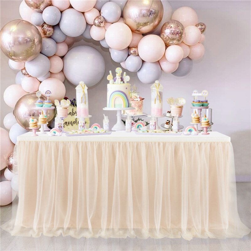 185 X77cm Table Skirts Tulle Table Cloth Tutu Table Skirt for Wedding Decorations Kids Birthday Party Baby Shower Home Decor