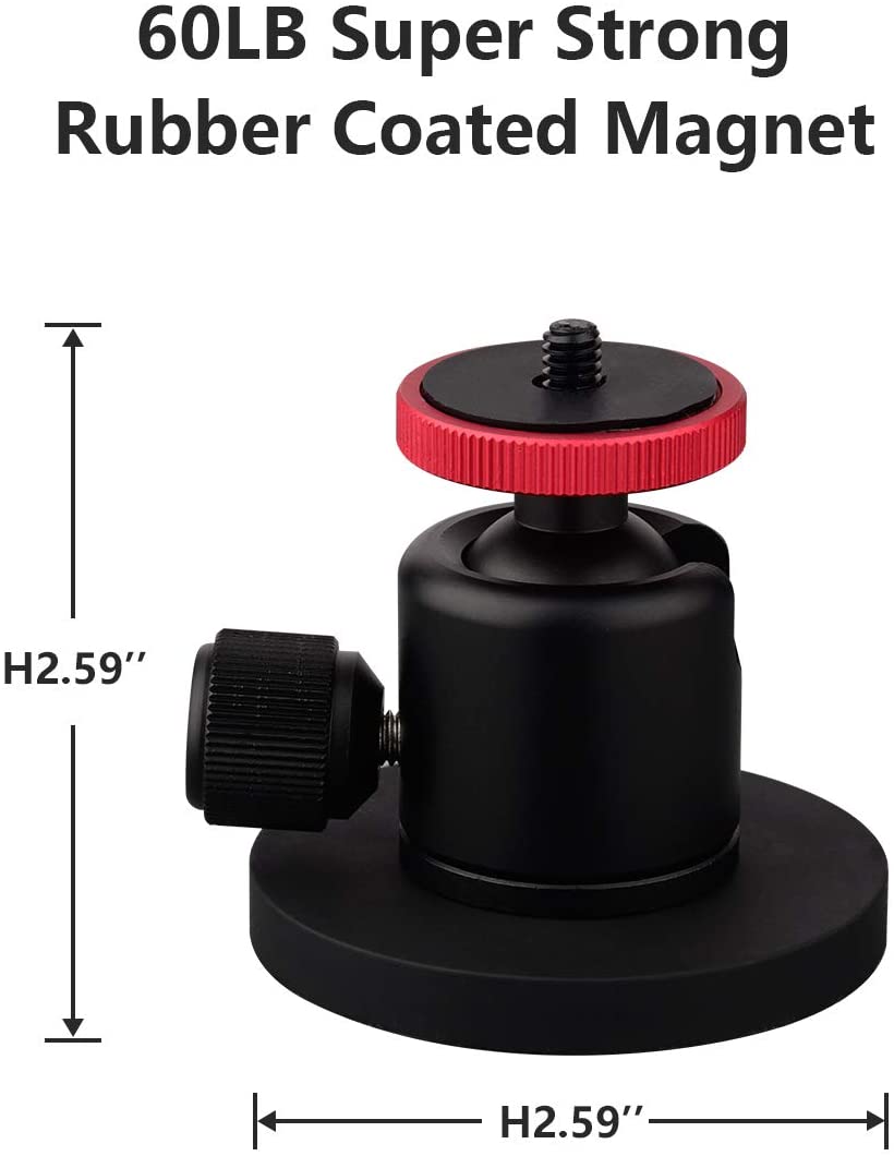 66Mm Magneet Met Rubber 1/4 Inch Schroef Magnetische Camera Mount Stand Voet Nootle Mini Bal Hoofd Zware Metalen hecht Aan Ijzer