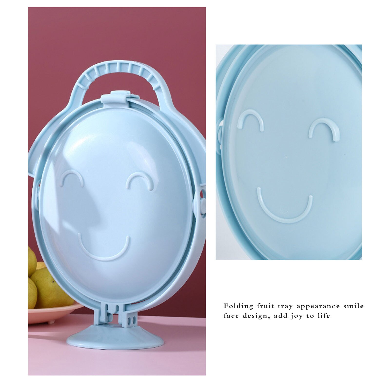 3 Colors Folding Fruit Plate Double-Layer Smiley Vertical Modern Creativity Portable Display Stand