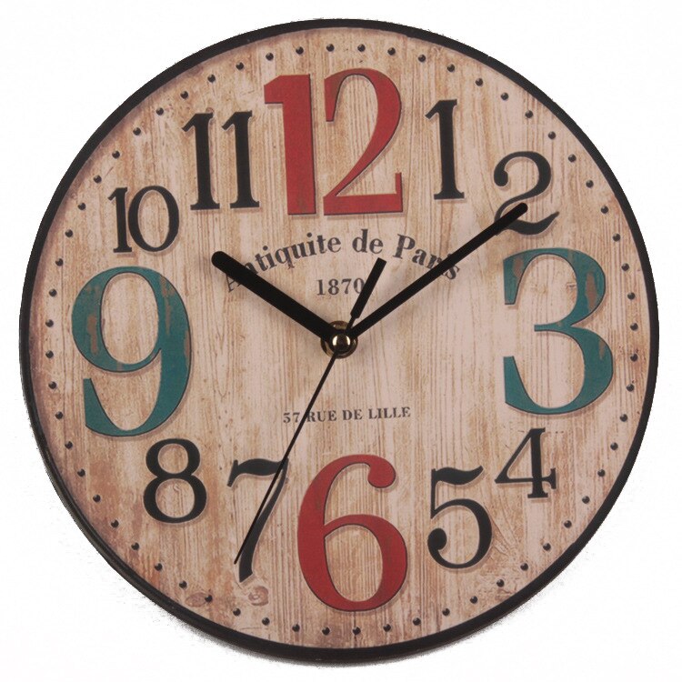 Nordic Retro Style Wooden Wall Clock Digital Wall Hanging Clock Watch Craft Office Coffee Store Home Decoration: SKU-8