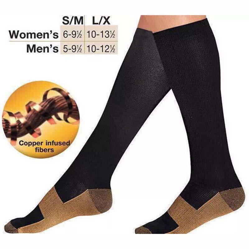 Unisex Anti-Fatigue Compression Sock Miracle Copper Toot Pain Relief Anti Fatigue Magic Socks Support Knee High Stocking BC0133