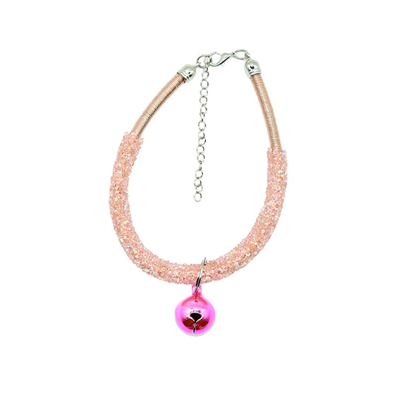 Bling Diamant Katze Halskette Mit Glocke Strass Katze Kragen Nette Phantasie Kätzchen Welpen Haustier Kragen für Kleine Katzen Zubehör: Rosa / L